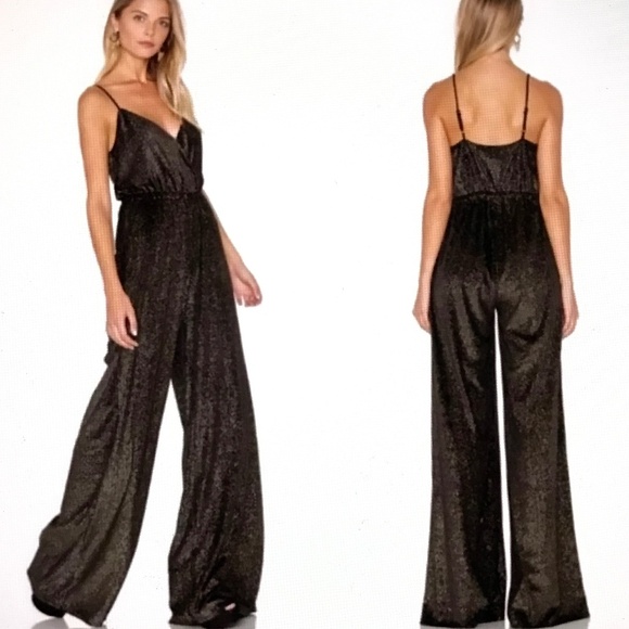 SHOW ME YOUR MUMU Jagger Jumpsuit Black and Gold Women’s Size XS EUC